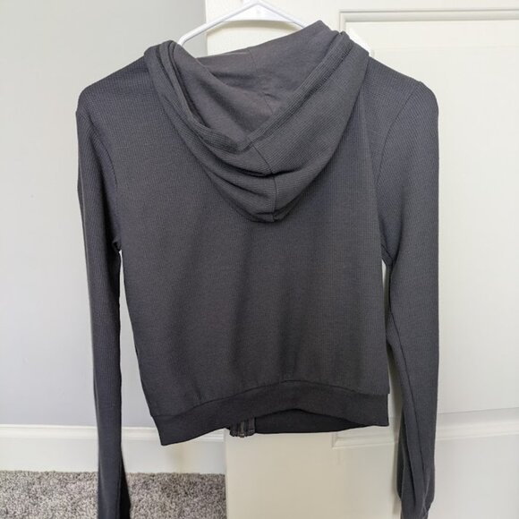 Fabletics womens charcoal waffle knit zip hoodie long sleeve casual size XS - Picture 3 of 3